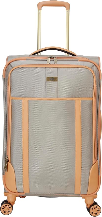 Dockers Seahorse Softside Expandable 8-Wheel Spinner Travel Checked Luggage, 24-Inch, New British Khaki