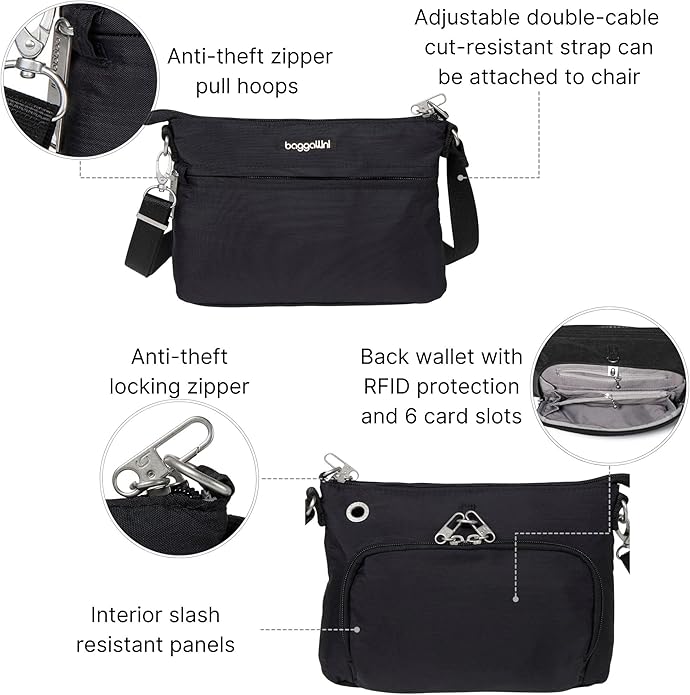 Baggallini womens Securtex Anti-theft Memento Crossbody Bag