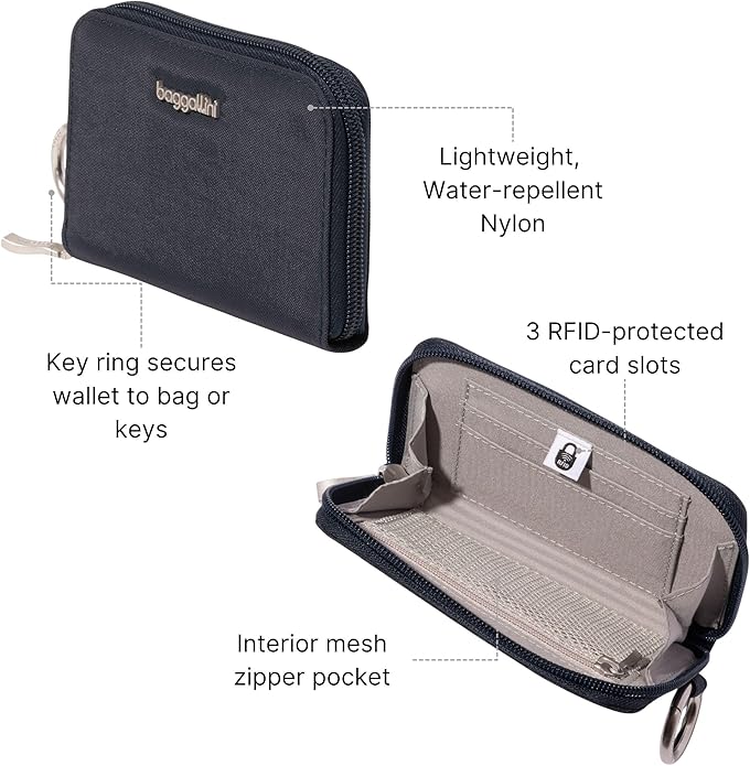 Baggallini Deluxe Card Case - Lightweight 5.5"x3.3" RFID Protected Womens Wallet Card Holder