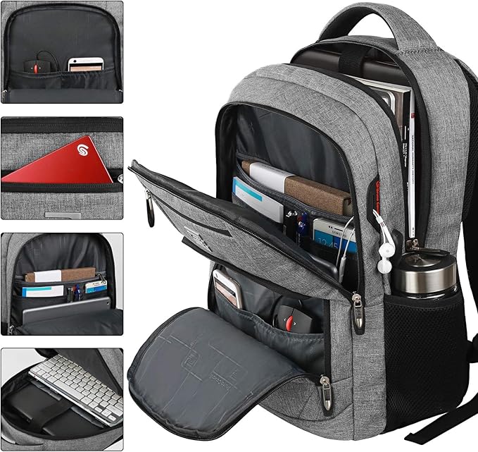 Volher Laptop Backpack,Business Travel Anti Theft Slim Durable Laptops Backpack,Water Resistant College Computer Bag for Women & Men Fits 15.6 Inch Laptop and Notebook - Grey