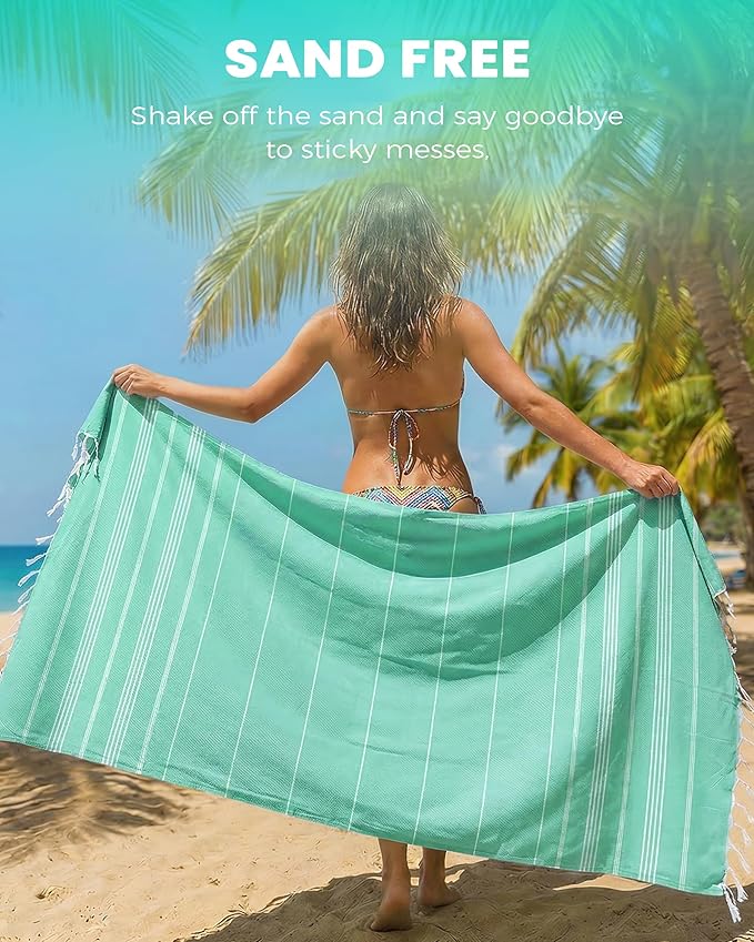 Turkish Beach Towels Swim Towel Long Lounge Chair Accessories Oversized Sand Free Compact Beach Umbrella Tent Shelter Canopy Chair Clips Gear Beach Game Toy Summer Vacation Essentials Must Haves