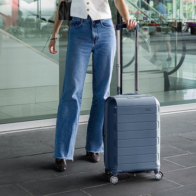 Traveler's Choice Pagosa Hardshell Expandable Luggage with Spinner Wheels, Slate Blue, 2-Piece Set (22/26)