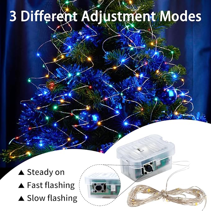 50 Pack Fairy Lights 7Ft 20 LED Twinkle String Lights Battery Operated Waterproof Firefly Starry for Mason Jar Party Wedding Christmas Valentines Day,Rainbow + Blue