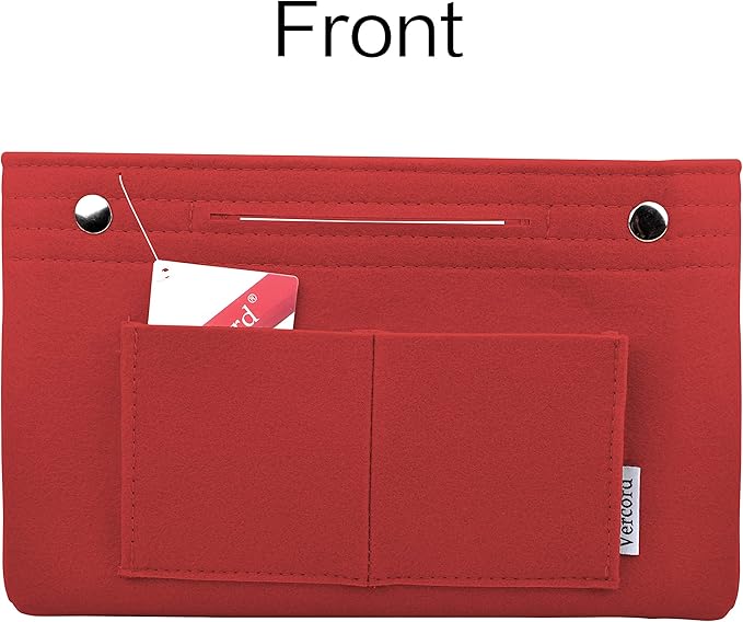 Vercord Felt Purse Tote Organizer Insert Divider Inside Handbag for Women Medium Burgundy