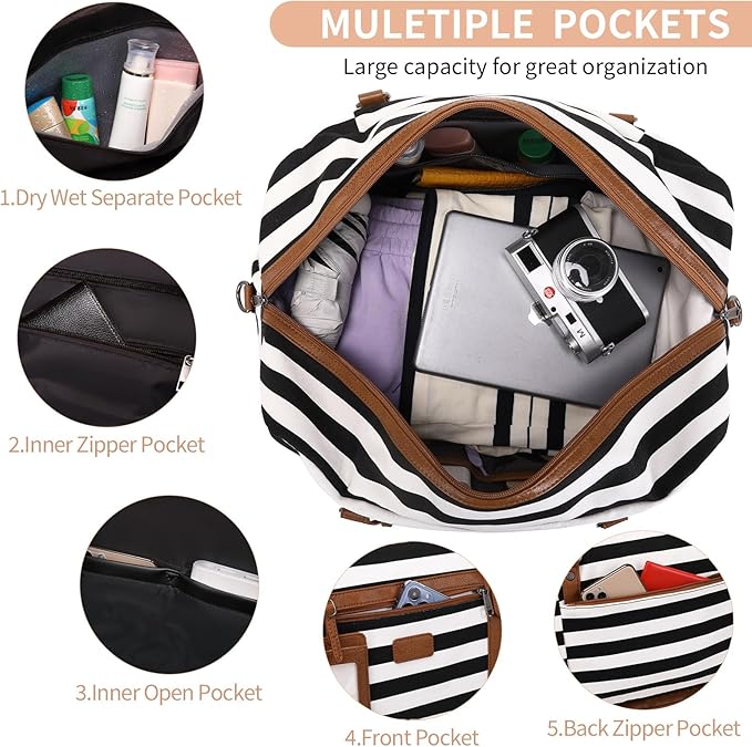 Wogarl Weekender Bags for Women Large Overnight Bag Weekend Travel Duffel Bag Carry on Shoulder with Shoe Compartment Toiletry Bag for Travel Business Gym