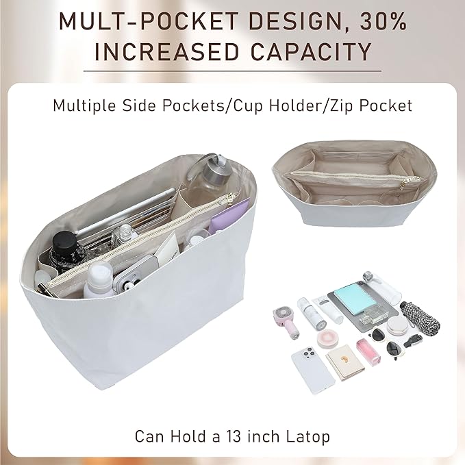 Doxo Purse Insert Organizer Compatible with Longchamp Small Handbag, Super Lightweight Waterproof Le Pliage Small Organizer, Keeps Handbags Shaped & Neat(White, S)