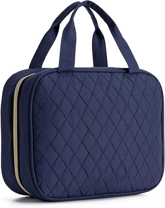 MODENGKONGJIAN Travel Toiletry Bag - Hanging Toiletry Bag for Women, Waterproof Makeup Cosmetic Bag Travel Organizer for Accessories, Shampoo, Full-size Container, Toiletries (Dark Blue)