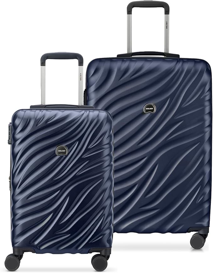 DELSEY PARIS Alexis Durable Hardside Luggage Set, Expandable & Lightweight 4-Wheel Spinners, Easy Grip handles for Smooth Journeys, TSA-Lock Incorporated, Men and Women, Navy, 2-Piece Set (21"/25")
