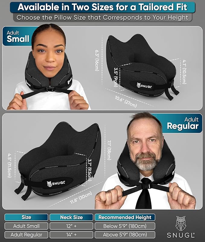 SNUGL Travel Pillow – Neck Pillow Airplane, Travel Pillows for Airplanes, Neck Pillows Memory Foam – Road Trip Essentials for Adults – Traveling Essentials - Gifts for Travelers Men & Women