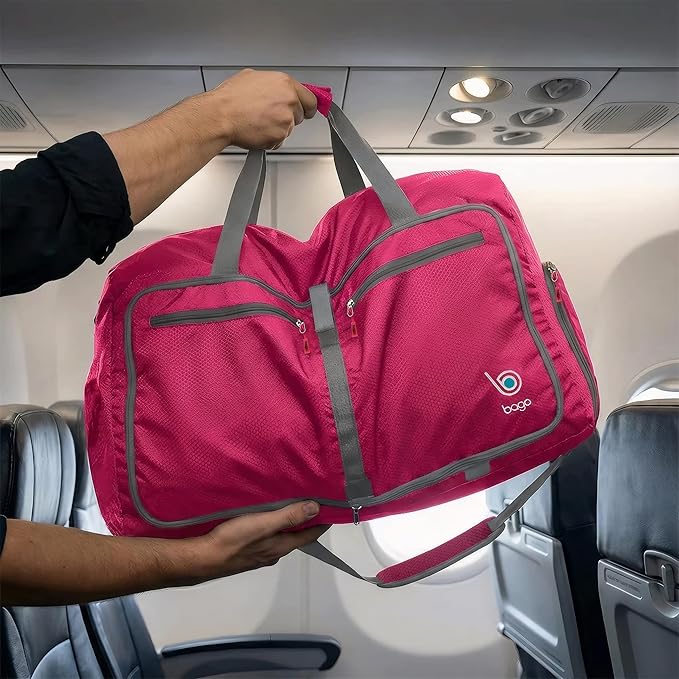 Bago Medium Duffle Bag for Travel Women & Men. Durable Lightweight Foldable Travel Duffel Bags For Traveling Women. 60L Duffle Bags For Overnight Bag With Shoe Compartment Collapsible Weekender duffel