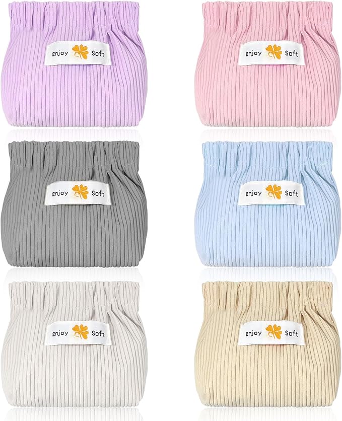 JIEYAO 6Pcs Corduroy Makeup Bags, Elastic Hair Tie Organizer Multicolor Storage Bag Daily Travel Organizer Bag Travel Makeup Pouch Portable Cosmetic Accessories Storage Multipurpose Pouches for Women