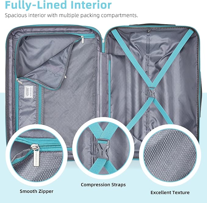 LARVENDER Carry on Luggage 22x14x9 Airline Approved Hardshell Suitcase with Wheels TSA Lock, PC+ABS Lightweight Suitcase Set for Women with Travel Backpack, Cotton Candy, 3 Piece Set
