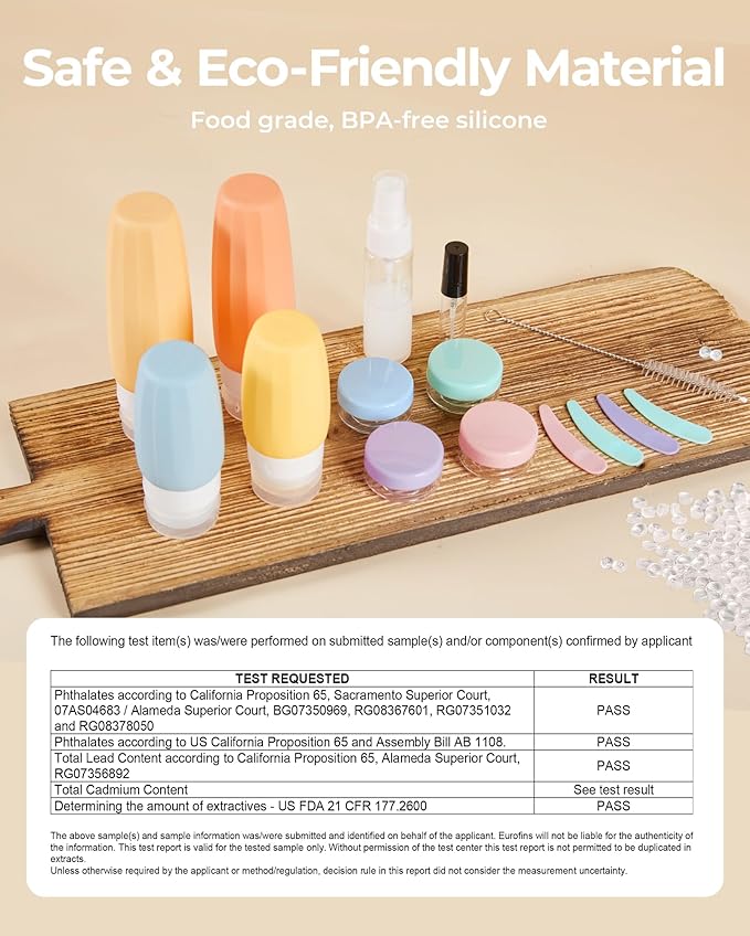 BAGSMART 18 Pack TSA Approved Travel Bottles for Toiletries, Leak Proof Silicone Travel Size Containers Bottles for Shampoo, Soft Pastel