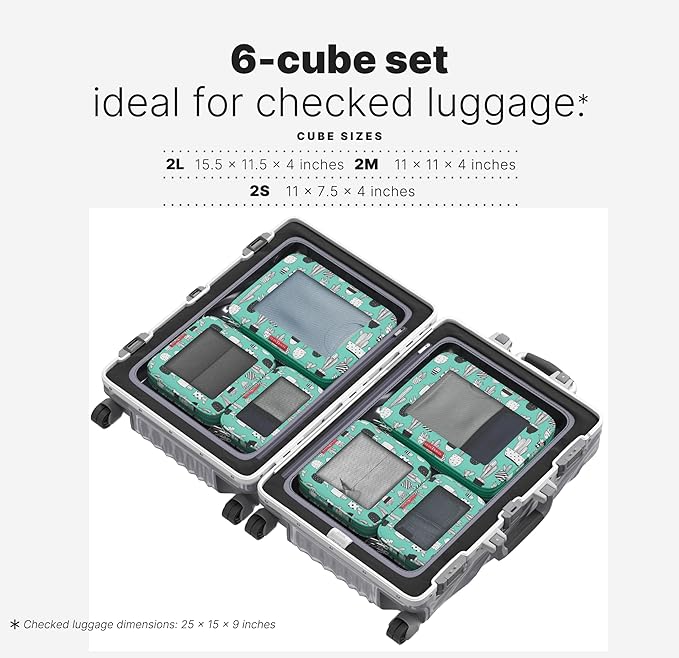 LeanTravel Premium Compression Packing Cubes for Travel - Suitcase Organizer Bags with Double Zipper & Breathable Mesh Panel - Space Saving Carry On Luggage Essentials (6-Pack, Green Cactus)