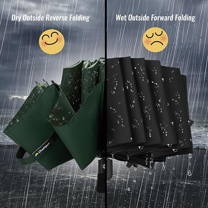 Travel Compact Umbrella Windproof - Portable Automatic Umbrellas for Rain, Inverted Folding Umbrella for Men and Women