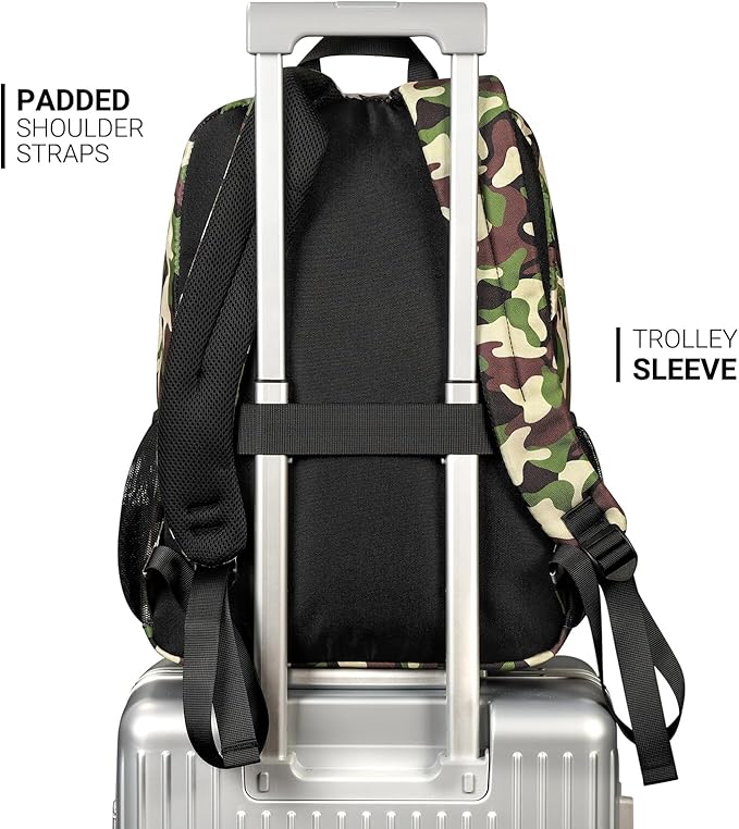 ZORFIN 26L Backpack for College, and Travel: Water Resistant Bookbag - Buckshot Camo