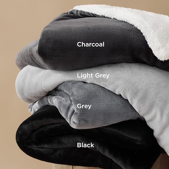 Bedsure GentleSoft Sherpa Fleece Blankets King Size for Bed, Non-Heated, Thick and Warm Throw for Women and Men, Soft Fuzzy Plush King Blanket for Winter, Black, 108x90 Inches