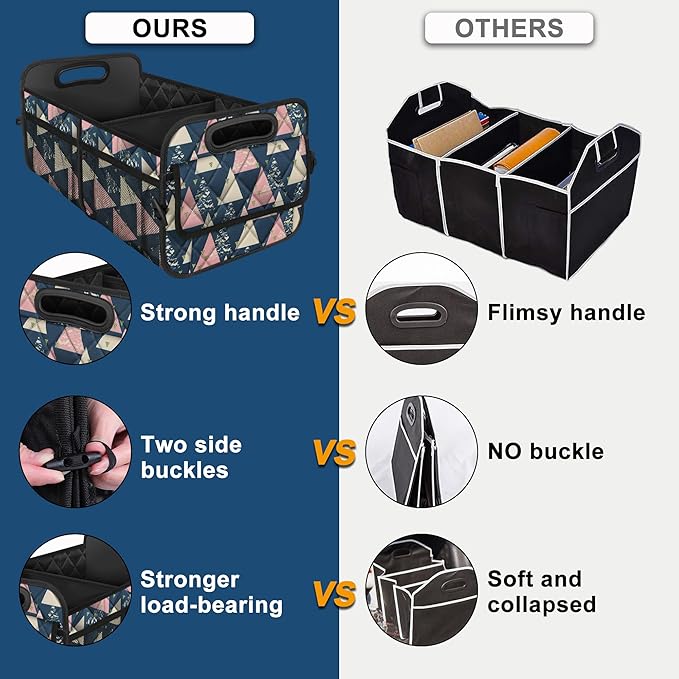 Deosk Trunk Organzier and Storage with 6 Big Pocket,Car Accessories for Women/Men 50L Waterproof Polyester for Car/SUV/Minivan/Truck(Medium, Triangle)