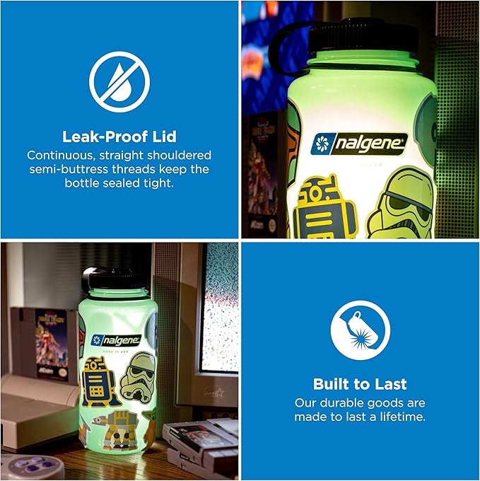Nalgene 32 oz Wide Mouth Water Bottle | BPA-Free, Durable & Leak Proof, Lightweight Bottle for Hiking & Gym, Work & Travel