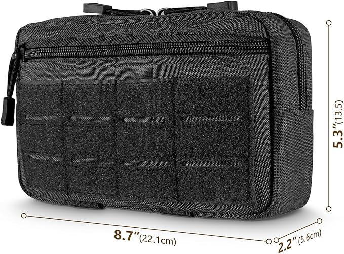 FRTKK Tactical Molle Admin Pouch Utility Laser Cut EDC Tool Pouch Bag Horizontal Modular Pouches Include US Flag Patch and Keychain