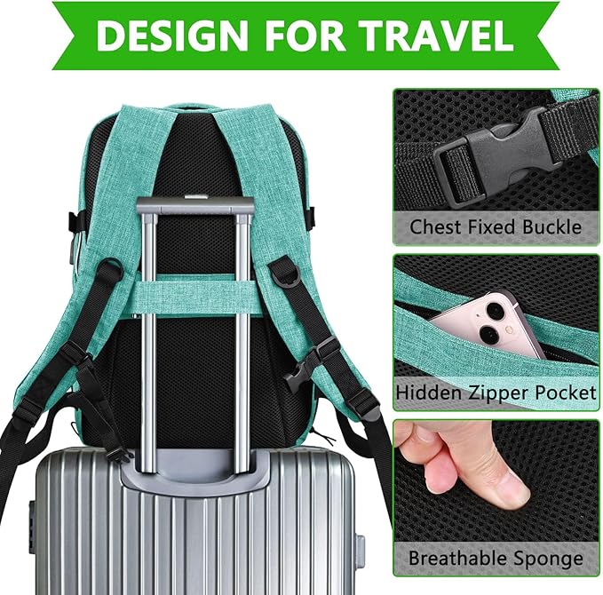 Personal Item Travel Carry On Luggage Backpack for Women Men Flight Approved Casual Weekender Laptop Bag for College Business Outdoors Hiking Water Resistant Lightweight Daypack with USB Charging Port