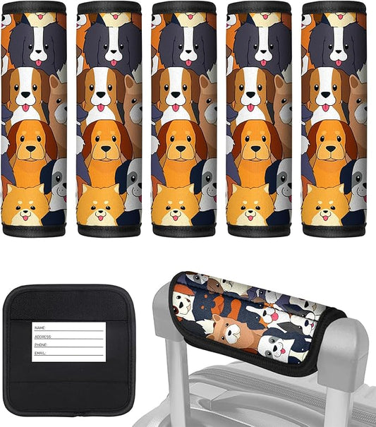 Slohif Luggage Handle Wrap 5Pcs Suitcase Identifier - Bag Strap Cover for Bogg Travel Accessories Easy Identification Bright Marker Sleeve Grips Comfort Neoprene Concealed Tag for Airport Dog
