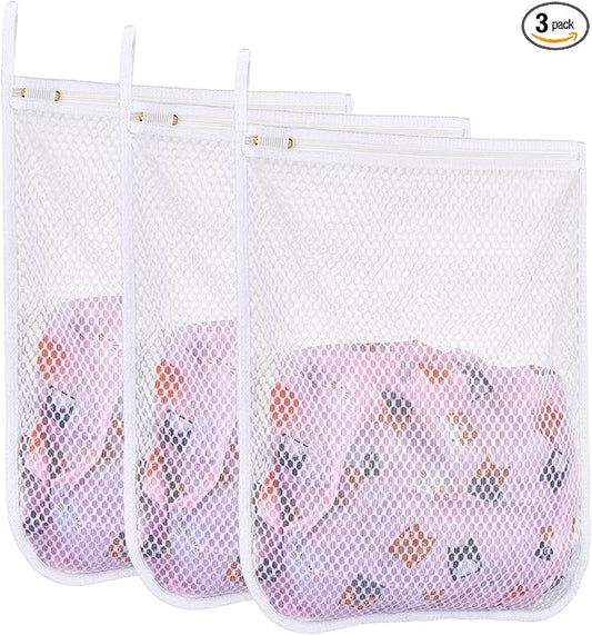 3 pcs Durable Honeycomb Mesh Laundry Bags for Delicates 3 Medium (12" x 15")