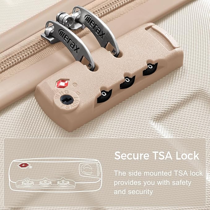 24 Inch Checked Suitcase with TSA Lock Travel Duffel Bag Wet-Dry Toiletry Bag, Golden