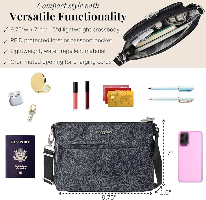 Baggallini womens Securtex Anti-theft Memento Crossbody Bag