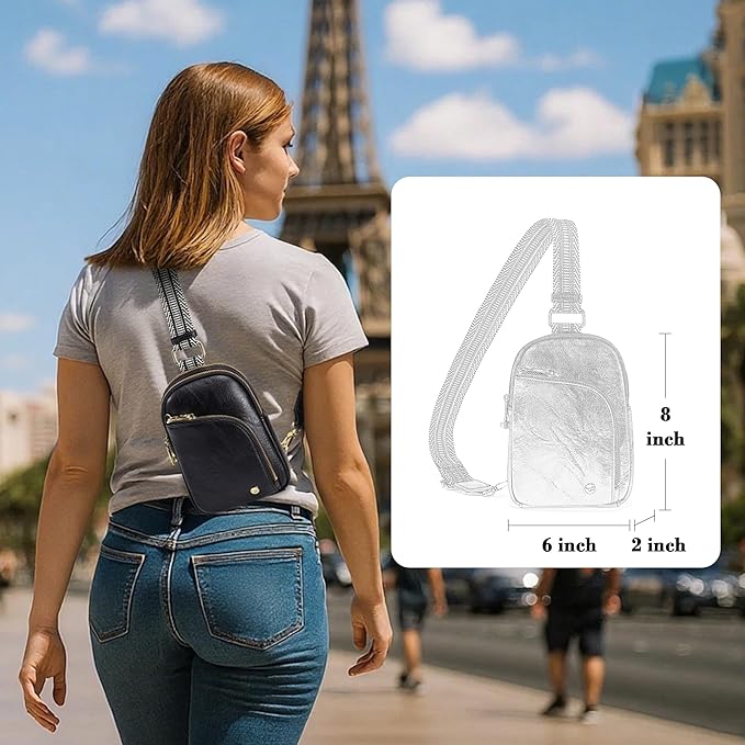 INICAT RFID Blocking Sling Bag, Anti Theft Crossbody Bag for Women, Travel Fanny Pack Style Purse, Vegan Leather