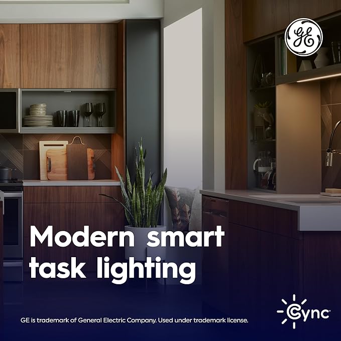 GE CYNC Reveal HD+ Smart LED Undercabinet Bar Light, 24 inches | Color Changing & Tunable White 2000K to 7000K, Wi-Fi, Works with Alexa & Google Home, Plug-in or Direct Wire, No Hub Required