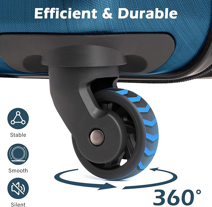 Coolife Carry On Luggage 22x14x9 Airline Approved Hardside PC+ABS Suitcase with TSA Lock, Lightweight Rolling Travel Luggage with Spinner Wheels(Caribbean Blue, 20in)