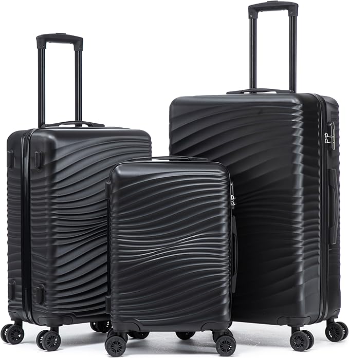Luggage Sets 3 Piece, ABS Suitcase Set (20/24/28), Hardside luggage with Spinner Wheels, Travel Luggage, 14x8x9 Airline Approved Carry on, Lightweight Luggage with High-Security Lock
