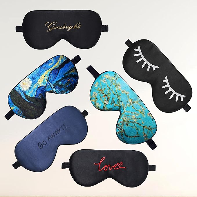 ZIMASILK 100% Natural Silk Sleep Mask Blindfold,Adjustable Super-Smooth Soft Eye Mask for Sleep with Bag(Pattern 5)