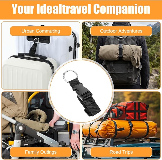 Nogeqi 2 Pcs Add a Bag Luggage Straps, Jacket Gripper Strap, Adjustable Suitcase Belt Straps, Make Your Hands Free, Travel Accessories, Easy to Carry Your Extra Bags, Black