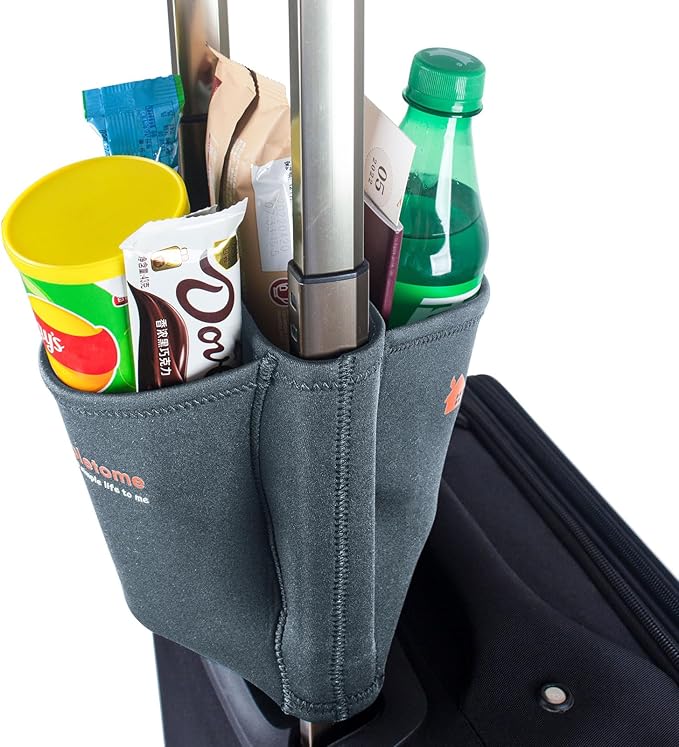 simpletome Luggage Travel Cup Holder Hands-Free Drink Caddy Attachment Drinks Carrier for Drink Beverages Coffee Mugs (Grey)