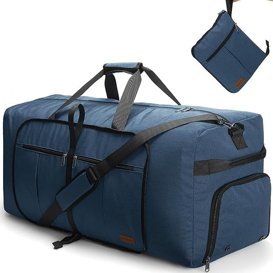 100L Travel Duffle Bag for Men, Urtala 32” Large Duffle Bag for Traveling with Shoe Compartment, Foldable Travel Duffel Bag for Men Women Waterproof & Tear Resistant (Dark Blue, EXTRA LARGE, 100L)