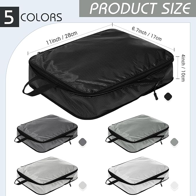 5 Pack Compression Packing Cubes for Travel Space Saving Cubes Luggage Organizer for Suitcase(Mixed Gray,S)
