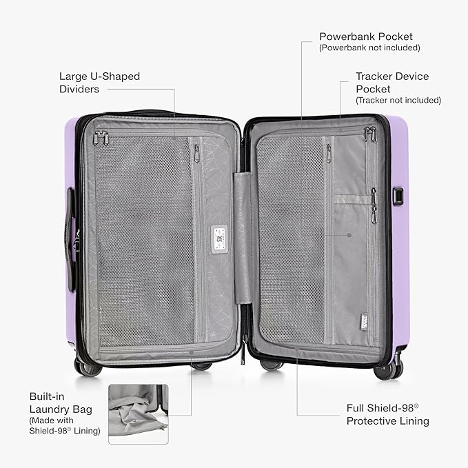 Traveler's Choice Markham Hardside Expandable Luggage with Double Spinner Wheels, Carry-On 21-Inch Suitcase, TSA Lock, 21-Inch, Purple