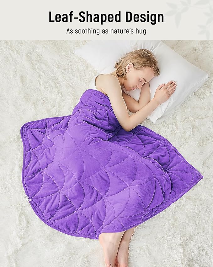 Weighted Lap Blanket 7 lbs for Adults, Luxury Soft Small Weighted Blanket, Compact Portable Weighted Lap Pad for Relaxation, Sleeping, Travel, All-Season Use, Deep Purple, 40" x 52"
