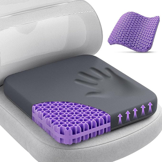 TushGuard Gel Seat Cushion for Long Sitting, Enlarged & Thickened Patent Design, Breathable Cooling for Office Chair, Soft Car Seat Cushion for Wheelchair (Standard, Grey)