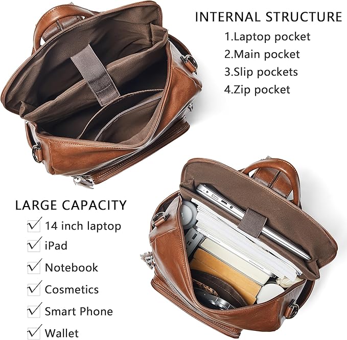 Shrrie Vegan Leather Laptop Backpack for Women 15.6 inch Work Backpack Fashion Travel Backpack Purse for Business College