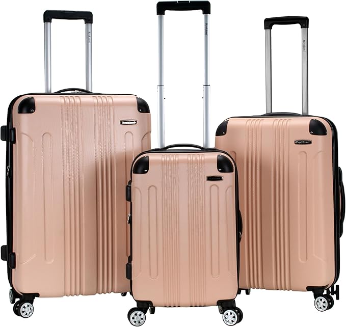Rockland London Hardside Spinner Wheel Luggage, Champagne, 3-Piece Set (20/24/28)