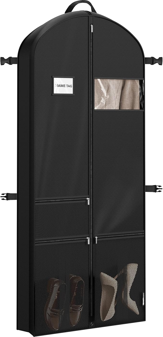 Simple Houseware 65'' Travel Garment Bag with Pockets for Suits, Dresses, Coats, Tuxedos, Heavy Duty 300D Polyester