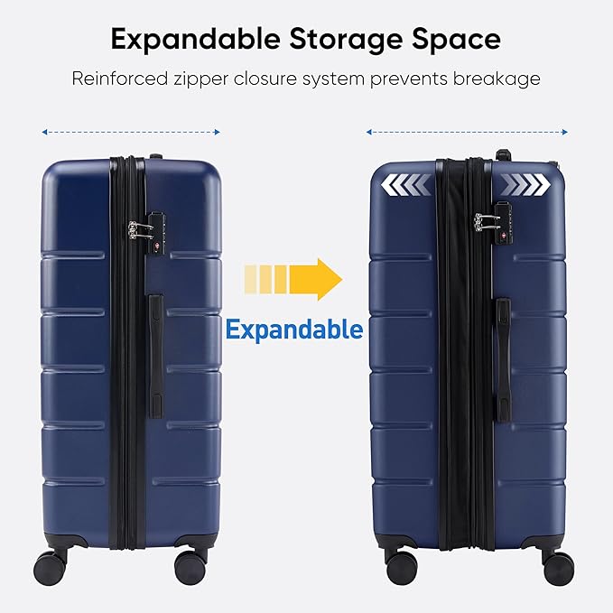 OLIXIS 20 Inch Carry-On Luggage, Hardside Suitcase with Spinner Wheels, Lightweight ABS Hard Shell Travel Luggage, TSA Approved Lock, Expandable Small Suitcase for Business & Travel–Blue