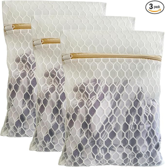 3 Pack Laundry Bag, Durable Big Honeycomb Mesh Laundry Bags Suitable for Delicate Clothes Washing 19.6 x 15.7 Inches (3 Large)
