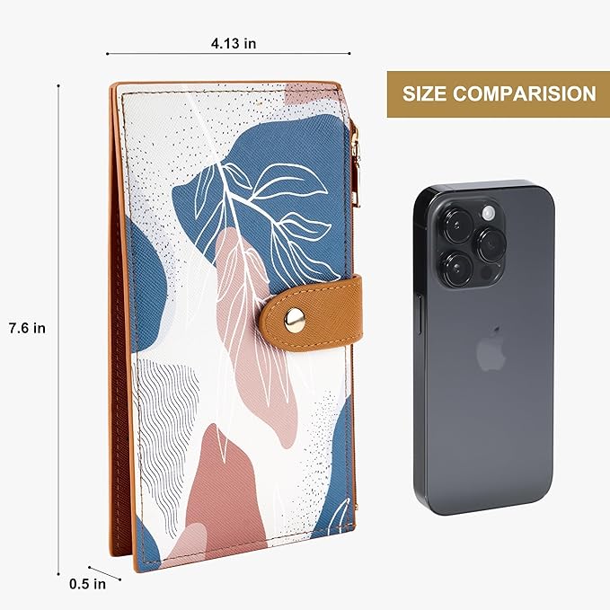 Travelambo RFID Wallet Women Large Size Bifold Multi Card Wallet Case with Zipper Pocke Credit Card Holder for Women