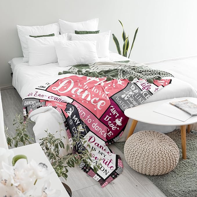 Dance Recital Gifts for Girls Blanket 60"x50", Dancer Gifts, Gifts for Dancers, Ballet Gifts for Girls 8-12, Dancing Stuff/Accessories, Dance Competition Must Haves Soft Warm Throw