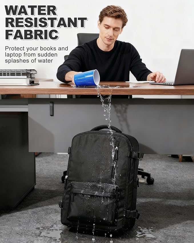 VGCUB Vacuum Backpack Travel with Electric Pump Vacpack System Storage Carry on Work Laptop Business Waterproof College Compression Personal Item Daypack Backpacks for Women Men Black