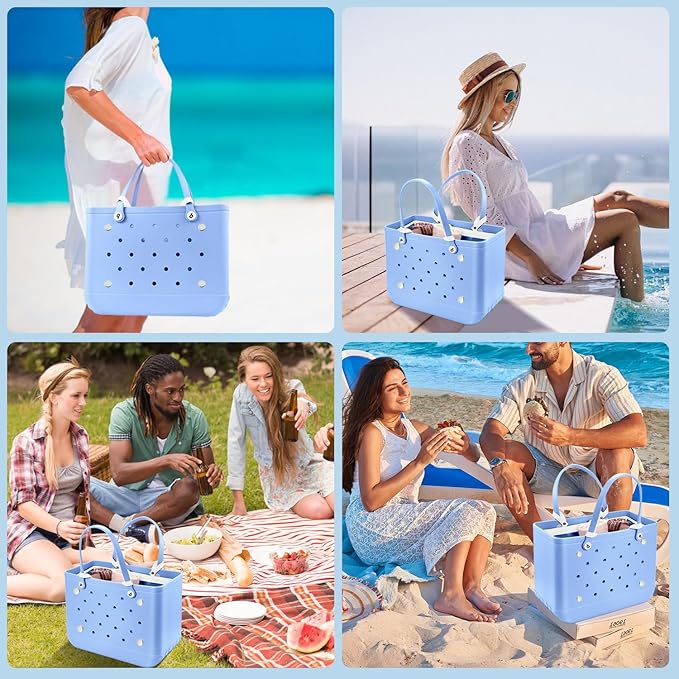 XYFuuee Beach Bag Organizer Inserts for Baby Medium Bogg Bag Accessories with 8 Removable Metal Fasteners, Lightweight Mesh Insert Divider Pouch, Organizing Rubber Tote, Save Storage Space, White M